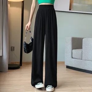 Summer Women Casual Chiffon High Waist Wide Leg Pants