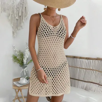 Summer Women Fashion Sexy Knitted Hollow Bikini Swimwear Cover-Ups