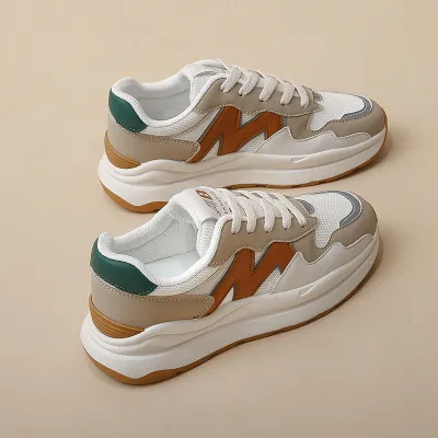 Women Fashion Casual Round Toe Thick-Soled Lace-Up Sneaker