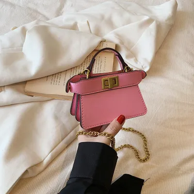 Women Fashion Buckle Square Chain Mini Crossbody Bag