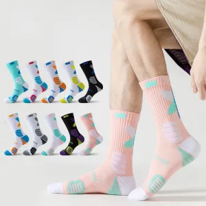 Men Simple High-Top Thick Breathable Geometric Pattern Socks
