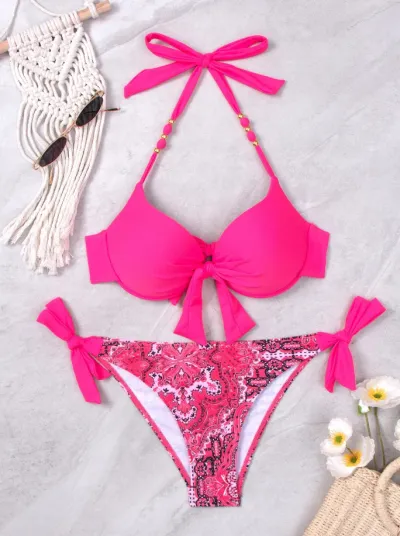 Women Sexy Print Strap Bikini