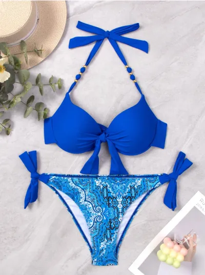 Women Sexy Print Strap Bikini