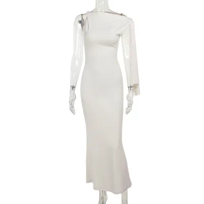 Women Sexy Solid Color Sleeveless Strap Bodycon Maxi Dress