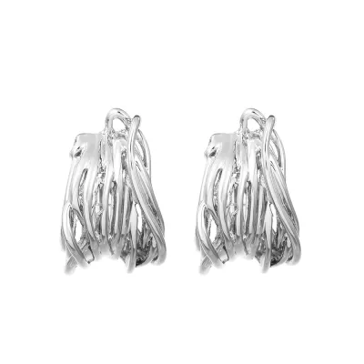 Women Creative C-Shaped Alloy Line Winding Geometric Earrings