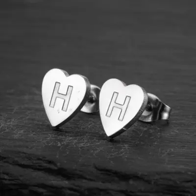 Women Simple Stainless Steel Heart-Shaped Earrings