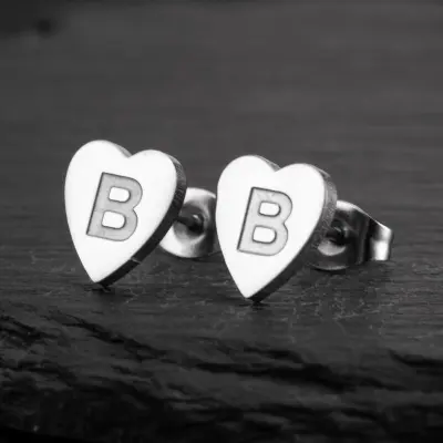 Women Simple Stainless Steel Heart-Shaped Earrings