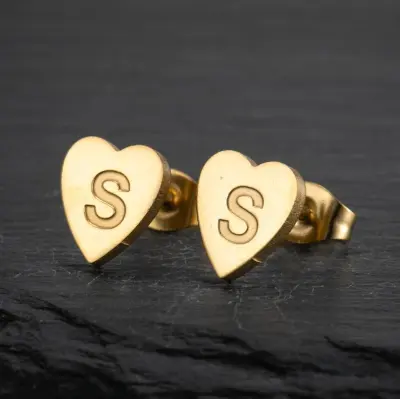 Women Simple Stainless Steel Heart-Shaped Earrings