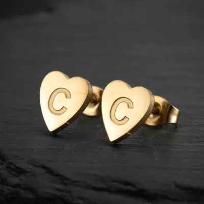 Women Simple Stainless Steel Heart-Shaped Earrings