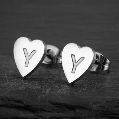 Women Simple Stainless Steel Heart-Shaped Earrings
