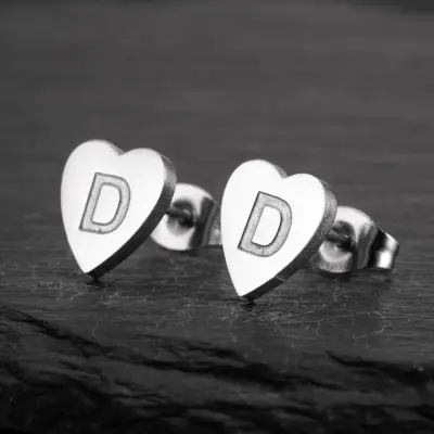Women Simple Stainless Steel Heart-Shaped Earrings
