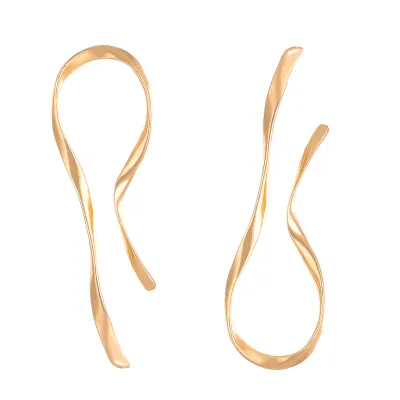 Women Simple Exaggerated Asymmetric Twisted Lines Drop Earrings