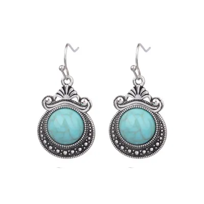 Women Retro Bohemian Turquoise Stud Earrings