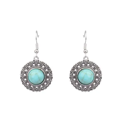 Women Retro Bohemian Turquoise Stud Earrings