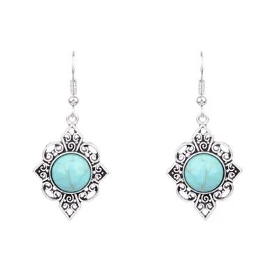 Women Retro Bohemian Turquoise Stud Earrings