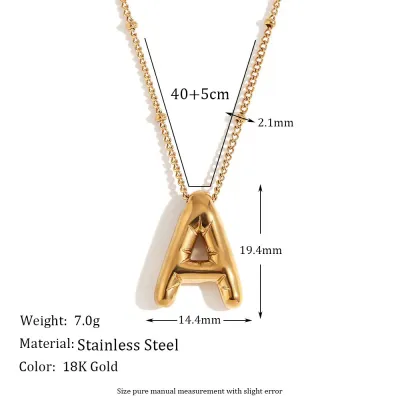 Fashion Simple Stainless Steel Letter Alphabet Pendant Necklace