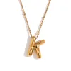 Party Balloon Alphabet Pendant Necklace-Gold-K