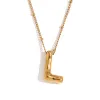 Party Balloon Alphabet Pendant Necklace-Gold-L