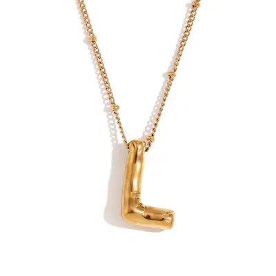 Fashion Simple Stainless Steel Letter Alphabet Pendant Necklace