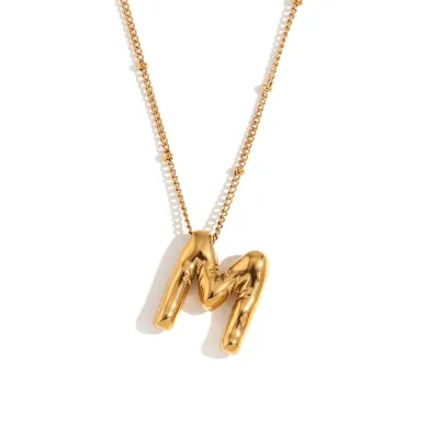 Fashion Simple Stainless Steel Letter Alphabet Pendant Necklace