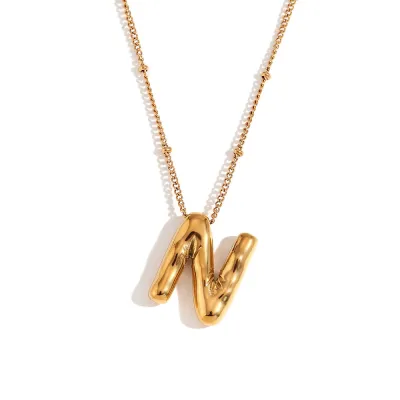 Fashion Simple Stainless Steel Letter Alphabet Pendant Necklace