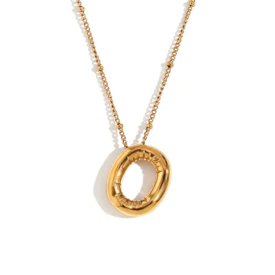 Fashion Simple Stainless Steel Letter Alphabet Pendant Necklace
