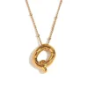 Party Balloon Alphabet Pendant Necklace-Gold-Q