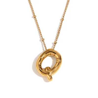 Fashion Simple Stainless Steel Letter Alphabet Pendant Necklace