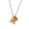 Party Balloon Alphabet Pendant Necklace-Gold-R