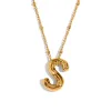 Party Balloon Alphabet Pendant Necklace-Gold-S