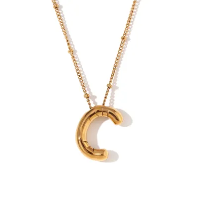 Fashion Simple Stainless Steel Letter Alphabet Pendant Necklace