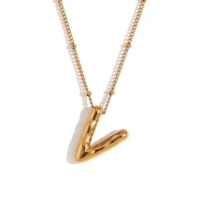 Fashion Simple Stainless Steel Letter Alphabet Pendant Necklace