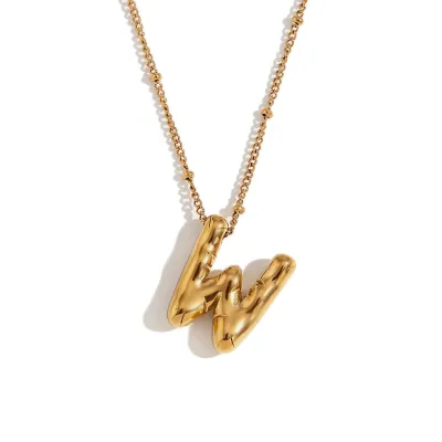 Fashion Simple Stainless Steel Letter Alphabet Pendant Necklace