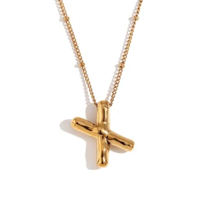 Fashion Simple Stainless Steel Letter Alphabet Pendant Necklace