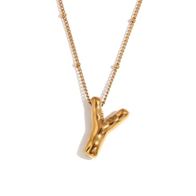Fashion Simple Stainless Steel Letter Alphabet Pendant Necklace