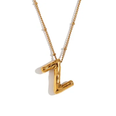 Fashion Simple Stainless Steel Letter Alphabet Pendant Necklace