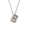 Party Balloon Alphabet Pendant Necklace-Steel-B
