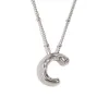 Party Balloon Alphabet Pendant Necklace-Steel-C
