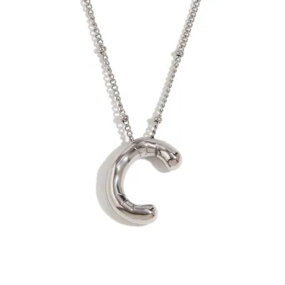 Fashion Simple Stainless Steel Letter Alphabet Pendant Necklace