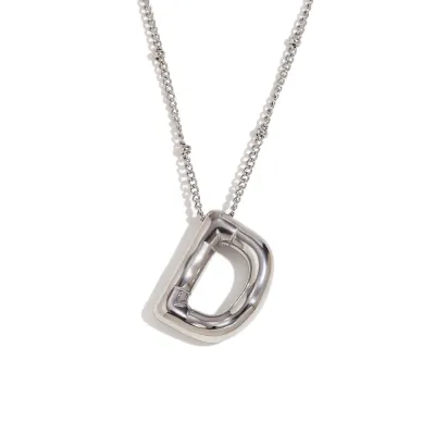 Fashion Simple Stainless Steel Letter Alphabet Pendant Necklace