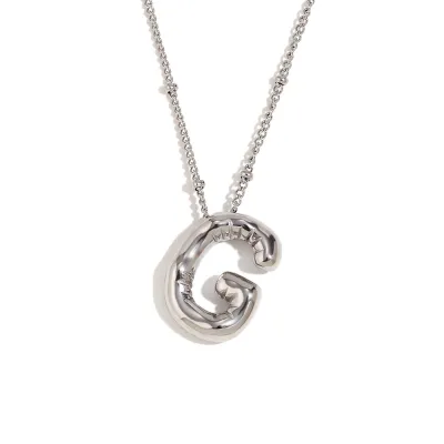 Fashion Simple Stainless Steel Letter Alphabet Pendant Necklace
