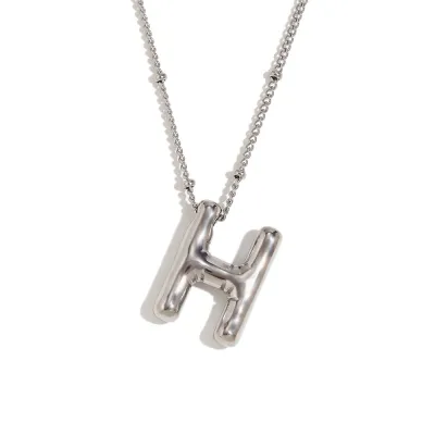 Fashion Simple Stainless Steel Letter Alphabet Pendant Necklace