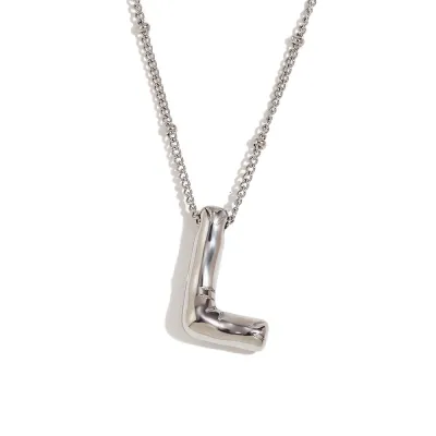 Fashion Simple Stainless Steel Letter Alphabet Pendant Necklace
