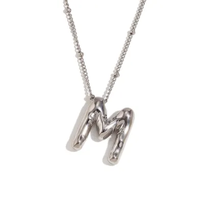 Fashion Simple Stainless Steel Letter Alphabet Pendant Necklace