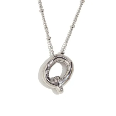 Fashion Simple Stainless Steel Letter Alphabet Pendant Necklace