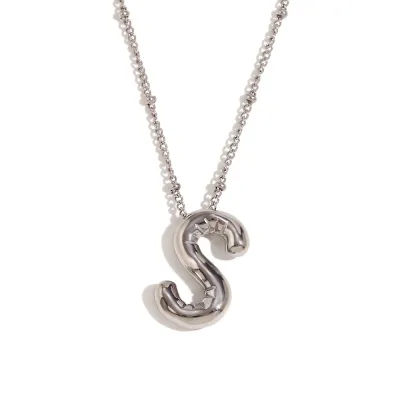 Fashion Simple Stainless Steel Letter Alphabet Pendant Necklace