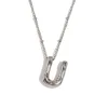 Party Balloon Alphabet Pendant Necklace-Steel-U