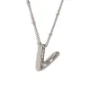Party Balloon Alphabet Pendant Necklace-Steel-V
