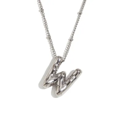 Fashion Simple Stainless Steel Letter Alphabet Pendant Necklace