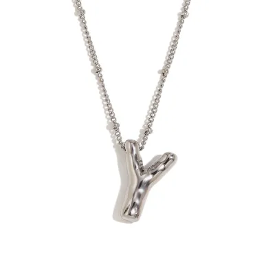 Fashion Simple Stainless Steel Letter Alphabet Pendant Necklace